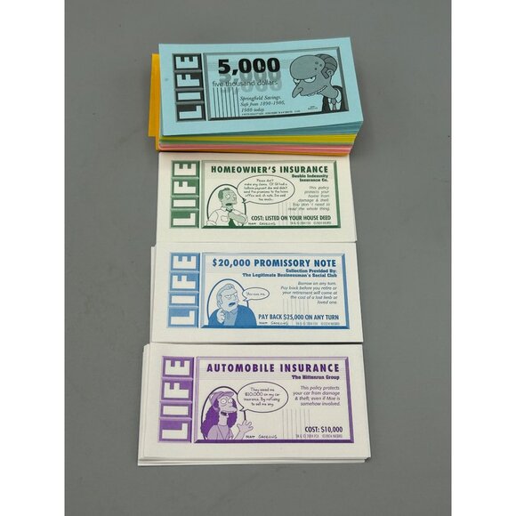 Game of Life Simpsons Edition Pieces Paper Money Promissory Notes Insurance - Picture 1 of 2